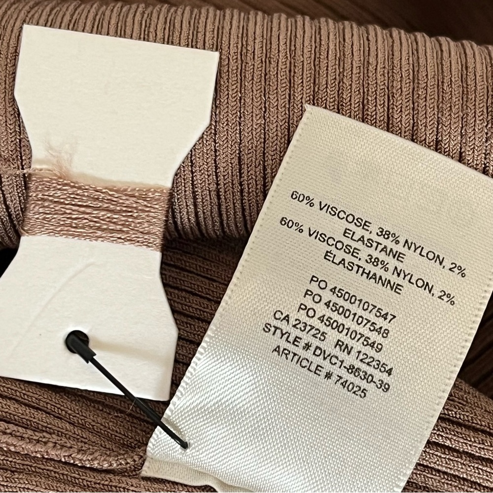Babaton Ribbed Ponte Knit Contour Dress Brown V-Neck Midi Sexy Women's Small - Picture 8 of 11